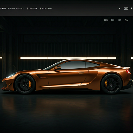 Stealth luxury car in garage